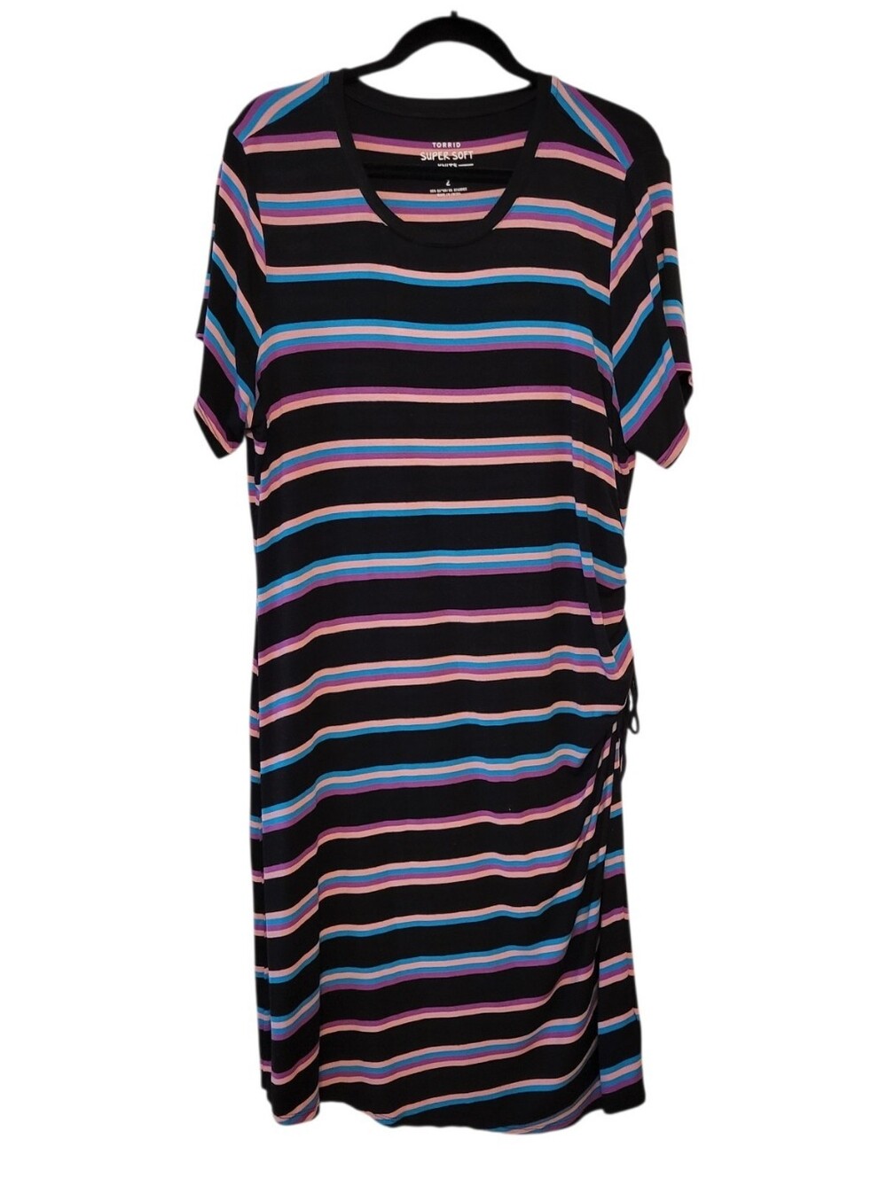 Torrid Black & Pink Stripe Super Soft Knit Midi Dress Size 2X